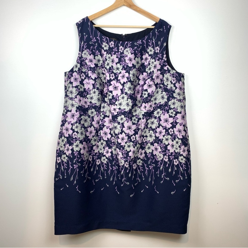 Talbots Navy Floral Sleeveless Shift Dress